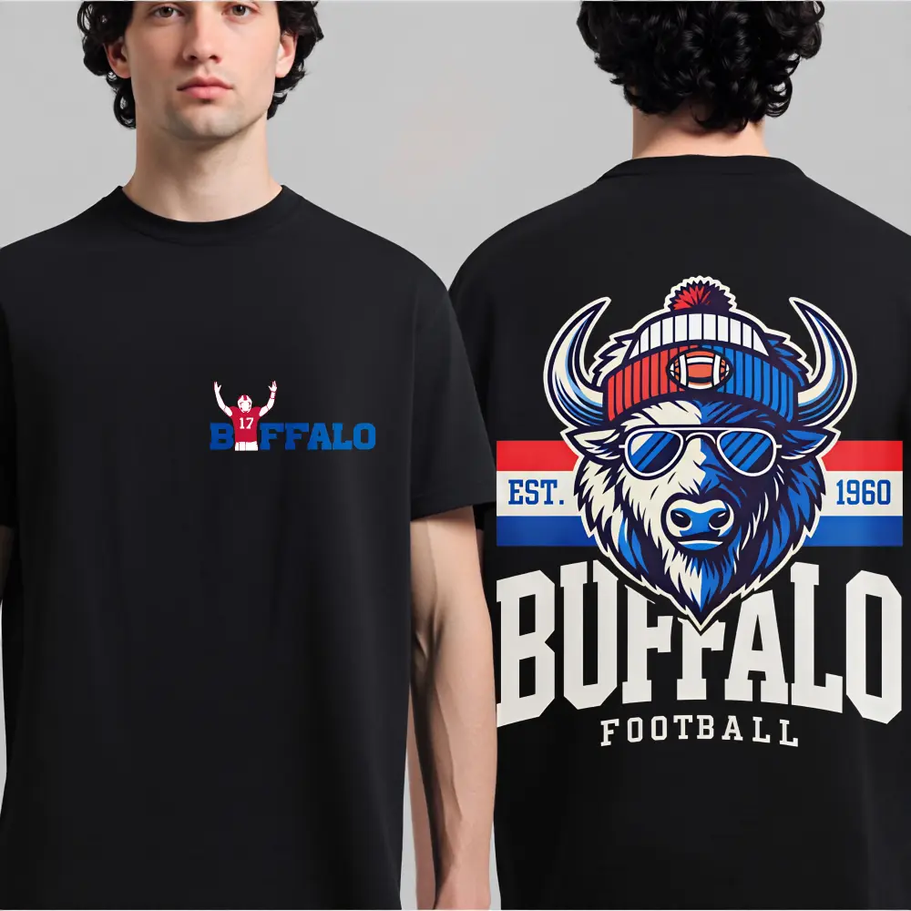 Buffalo Football T-shirt, Buffalo Tee, JA Football Shirt, Gifts for Fans Fabric Fit Football Fan Shirt, Game Day Apparel, Sports Team Clothing