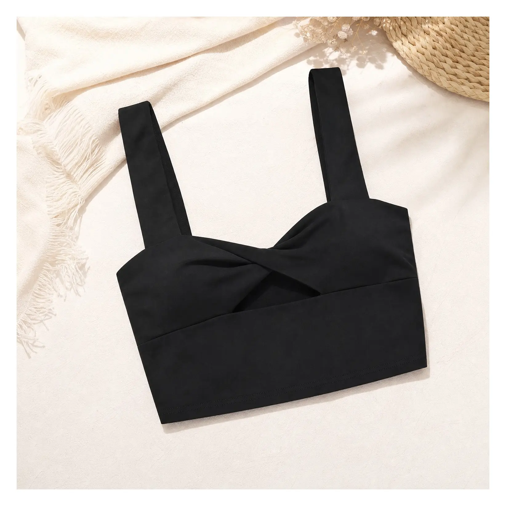 Girls Twist Back Sports Bra Backless Tank Top Workout Shirt Dancewear Cheer Practice TopGift