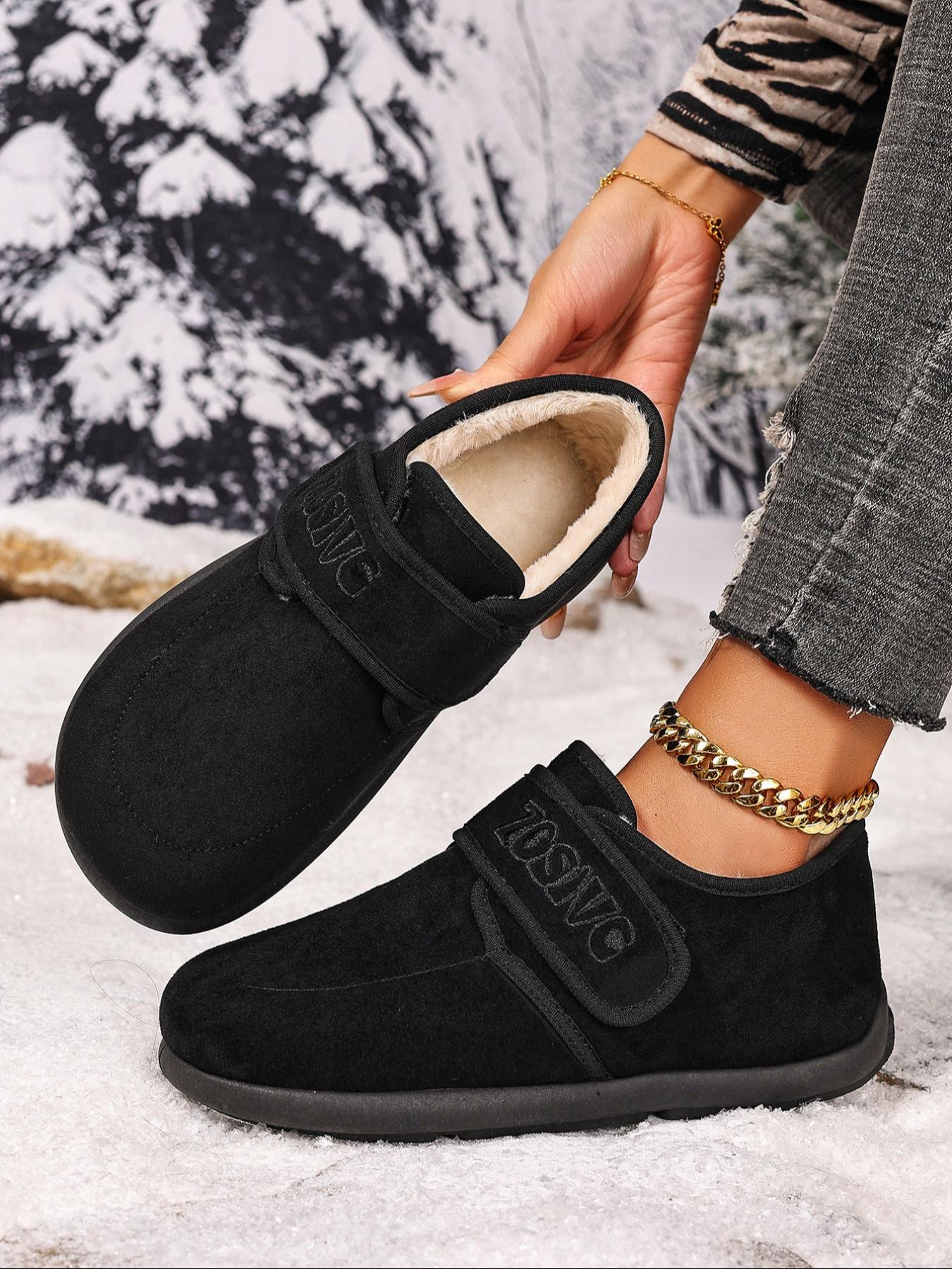 Women's Plus Size Casual Snow Boots, Winter Warm Boots, Warm Comfortable Short Booties, Easy Slip-On Wide Fit, Lightweight Fashion for Indoor Outdoor Travel