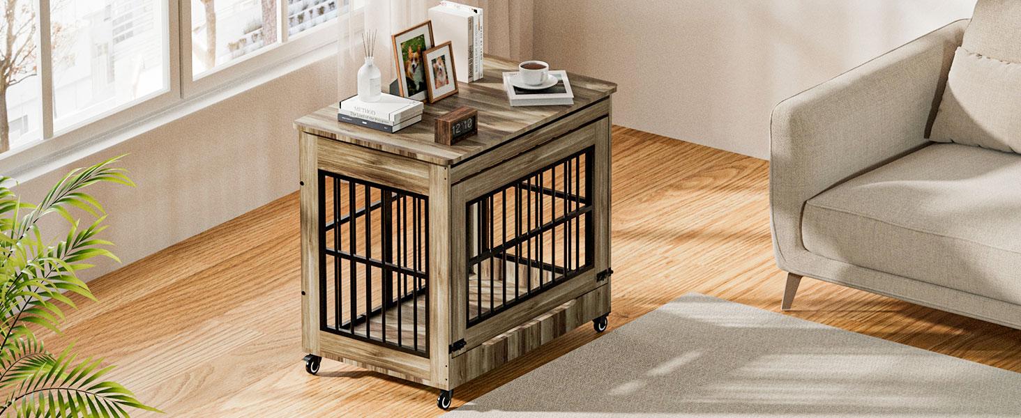 ZZWHOM Premium Solid Wood Dog Crate – Large Indoor Pet Kennel with Lockable Door, Multiple Sizes for Medium to Giant Breeds