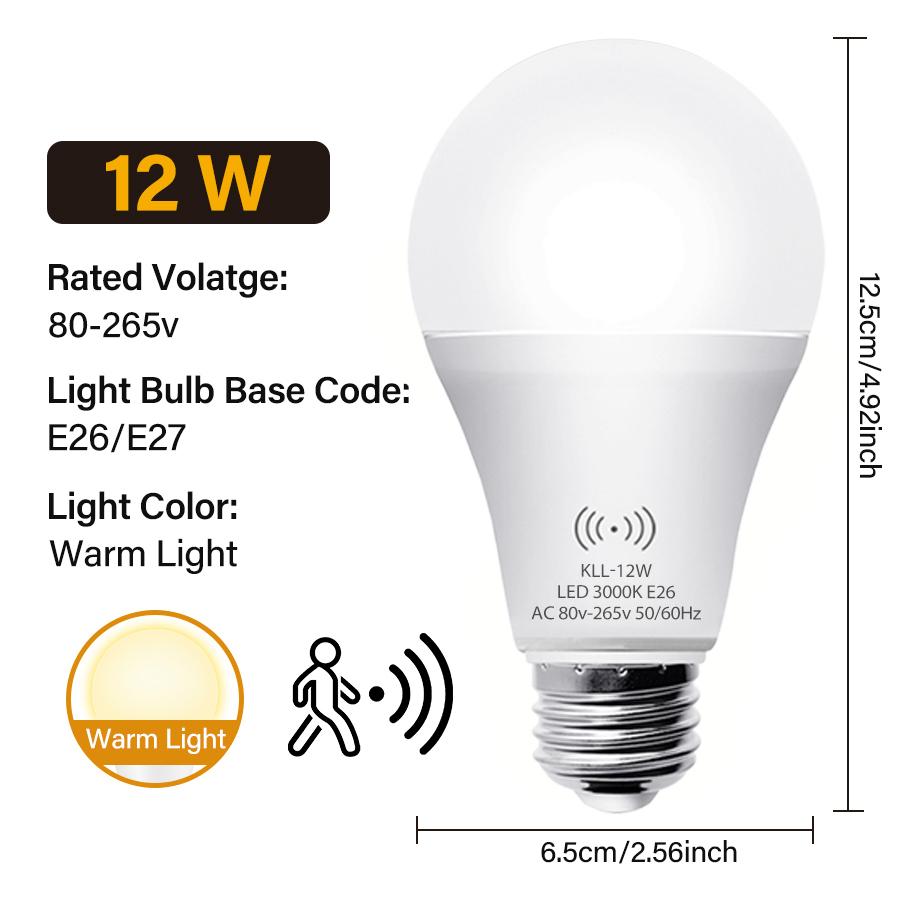 Kasotile Motion Sensor LED Bulb, 12w Equivalent 100w, 3000k/6000k, E26/e27 Base, Indoor Lighting, 80-265v, Energy Efficient