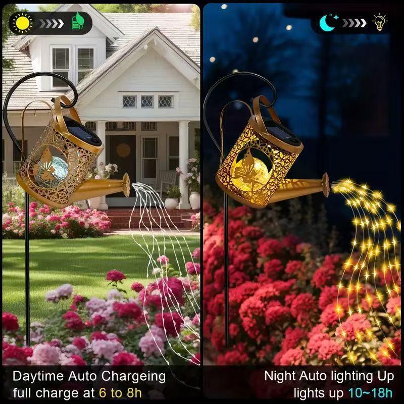 Solar Watering Can Lamp, Waterproof Outdoor Garden Decor, Large Hanging Solar Lantern Fairy Light, Ideal for Patios, Porches, Yards, Gardens, Paths