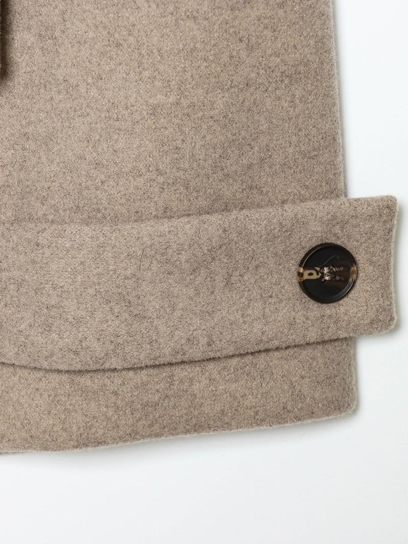 Women's Autumn Winter Stand Collar Wool Blend Jacket, Pure Color Fashion Outerwear, Asymmetrical Button Closure, Casual Lapel Sleeve Coat