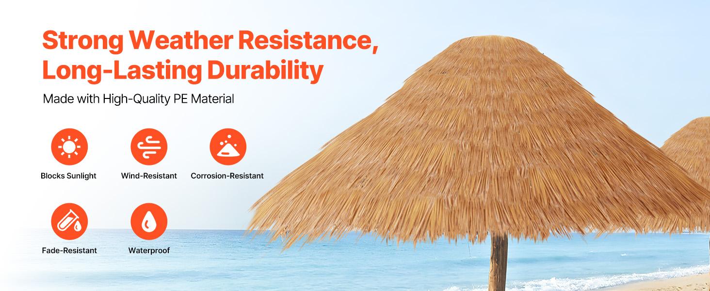 VEVOR Artificial Thatch Grass Roof, 1.3x3.2 ft Mexican Style Tiki Bar Hut Skirt Thatch Roofing Roll, Waterproof Fire-Resistant, Palapa Duck Blind Grass for Patio Pool Beach Hawaiian Party Dcor