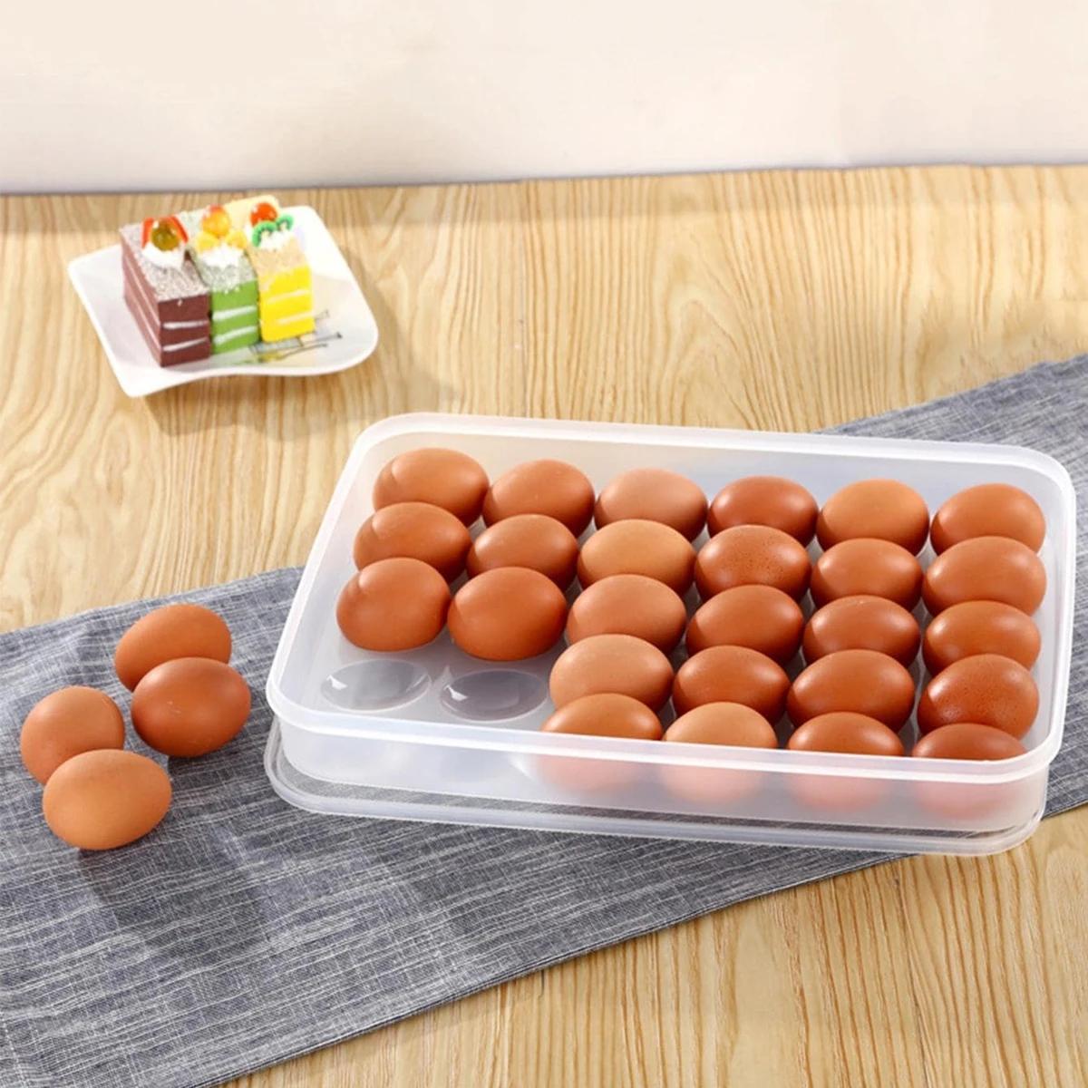 Simple Design Egg Box 30 Grid Refrigerator Storage Container, Plastic Food Preservation Egg Tray, Kitchen Organizer, Durable & Convenient