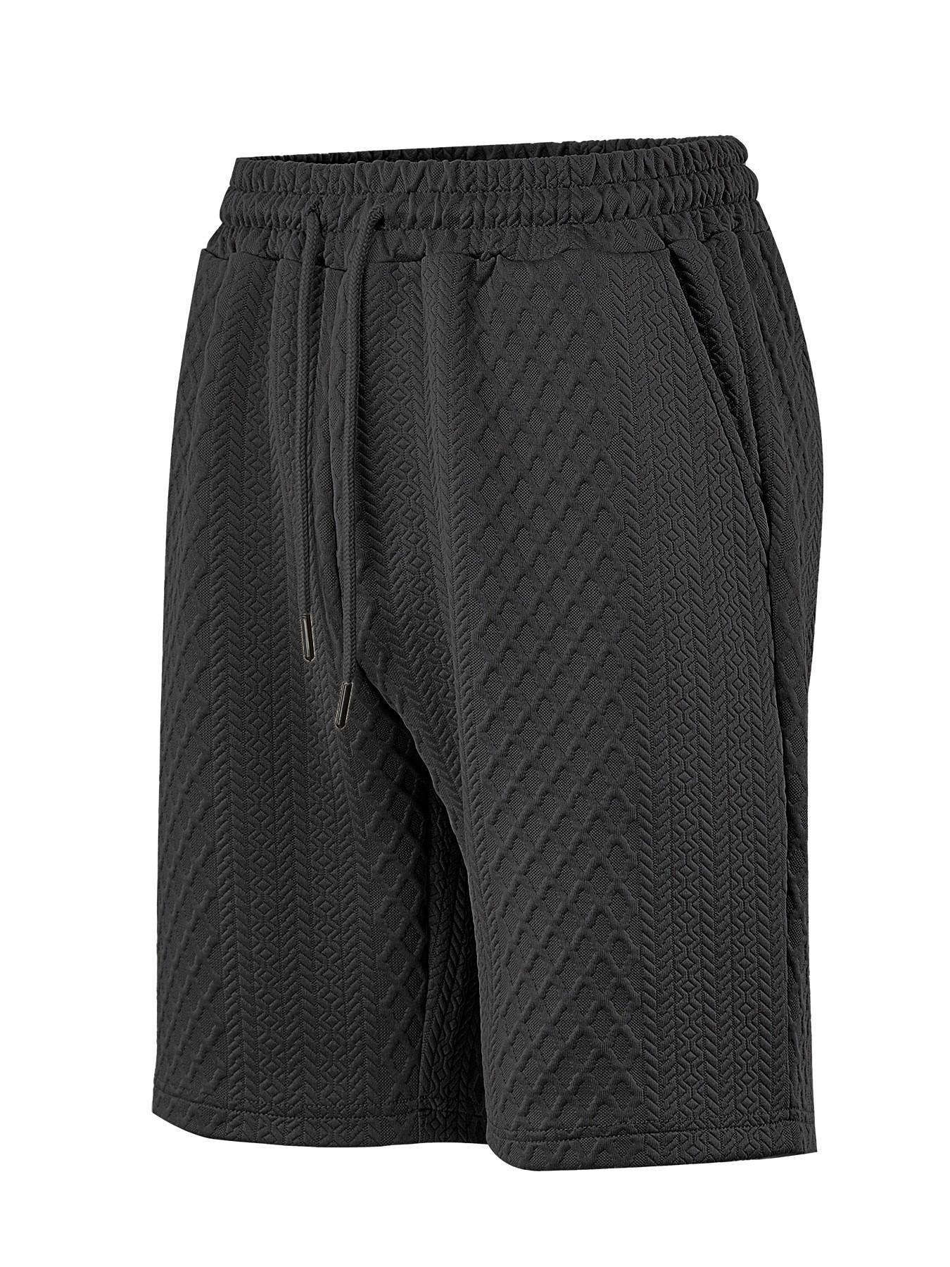 Men's Fashion Jacquard Gym Shorts, Casual Tie Waist Elastic Waist, Breathable with Pockets, Summer Beach Shorts