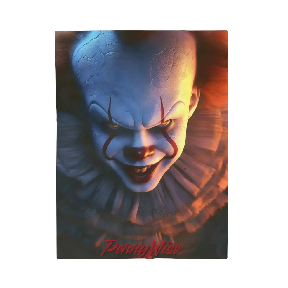 Velveteen Plush Blanket, Pennywise Plush Blanket, Cozy Horror Comfort, IT Blanket, Scary Movie Fan Gift, Halloween Home Decor, Frightening Themed Throw, Baby Blankets and Adult Blankets, All‑Season Holiday Present for Sofa Bed Living Room Decor