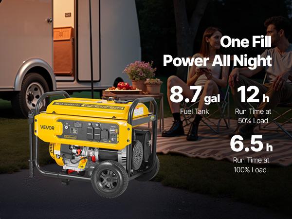 VEVOR Portable Generator, 9625W Peak Watt Home Generator, Backup Generators for Home with Foldable Handle, Electric Start, Gas Powered, CO Sensor, RV Emergency Ready 30A 20A Outlets, AVR