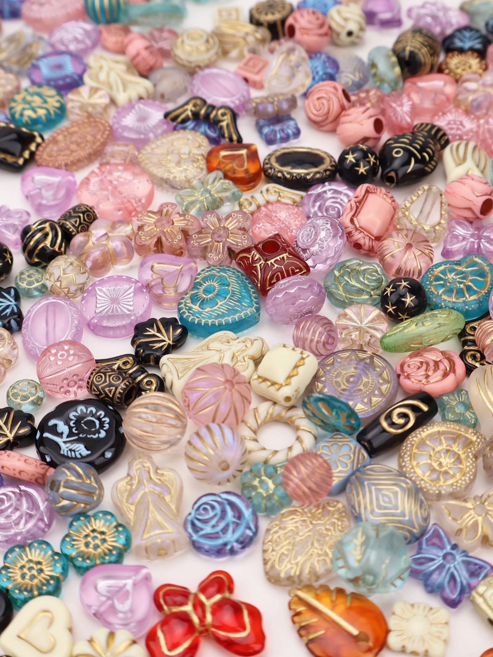 Vintage Acrylic Baroque Beads, Czech Style, Luxury Shiny Beads for DIY Accessories & Phone Straps, DIY Beading Accessories, All Seasons Fashion