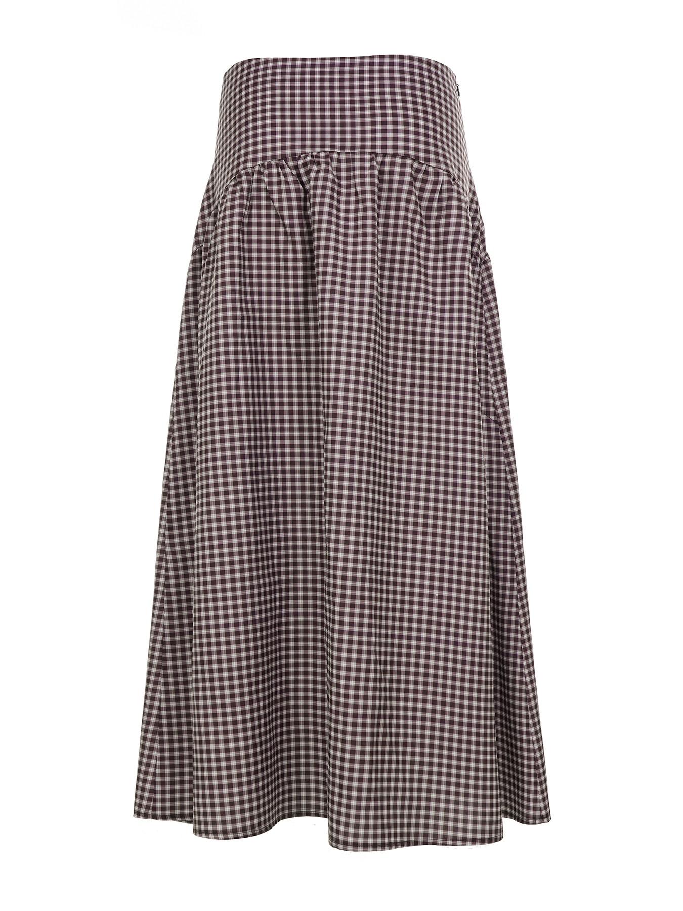 Vintage Academical Style Classic Gingham Loose High Waist A-Line Skirt for Women, Clothes, Casual Midi Skirt, All Seasons, Loose-Fitting