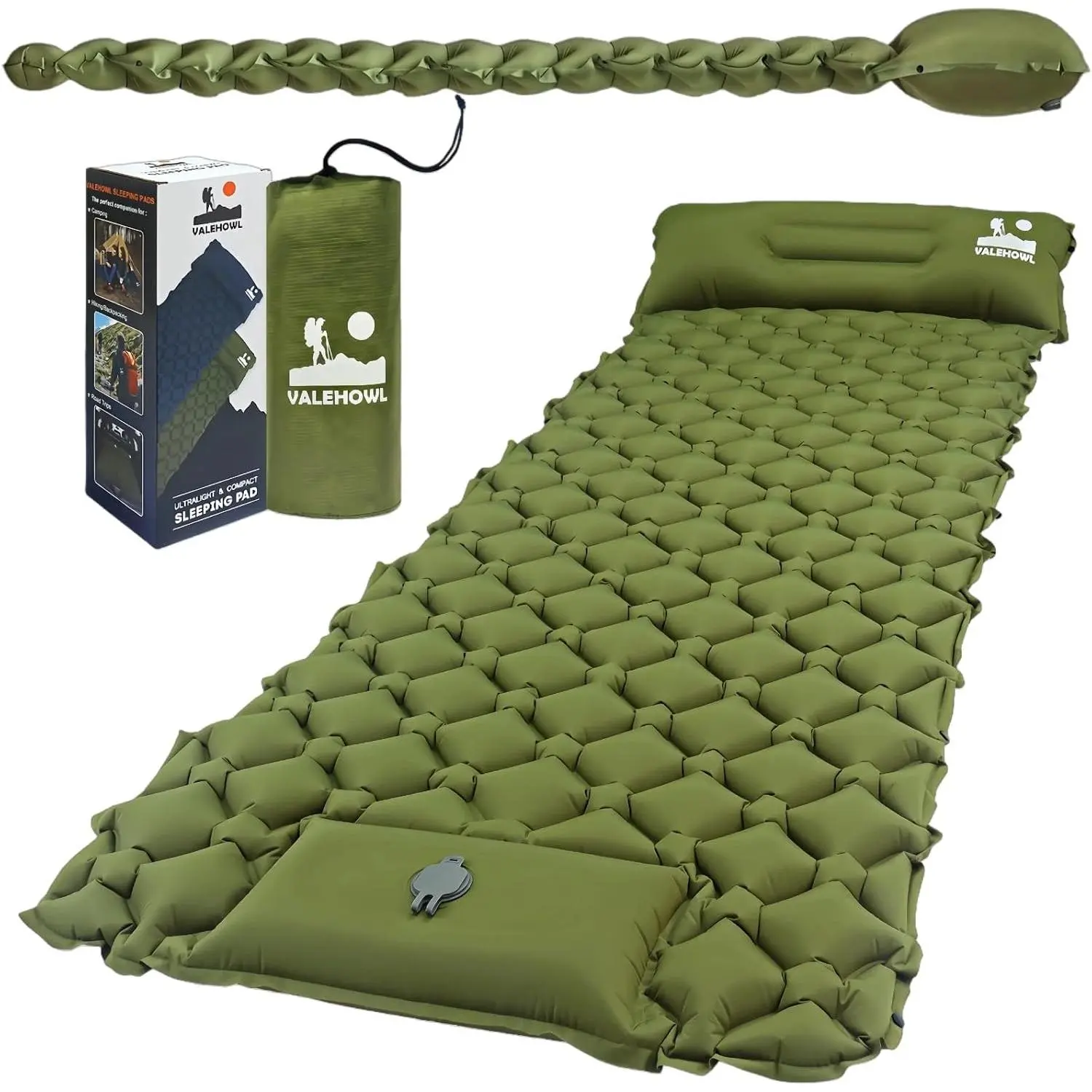 1.8 Pounds Ultralight Camping Sleeping Pad - R-Value 3.0 for 4 Seasons, Durable & 100% Waterproof Outdoor Air Mattress, Compact Sleeping Mat for Hiking, Backpacking, Travel
