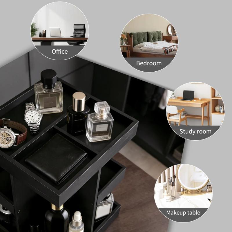 Cologne Organizer for Men, Rotating Cologne Stand, 3 Tier Wooden Perfume Shelf, Desk Organizer, Husband Boyfriend Birthday Gift Ideas