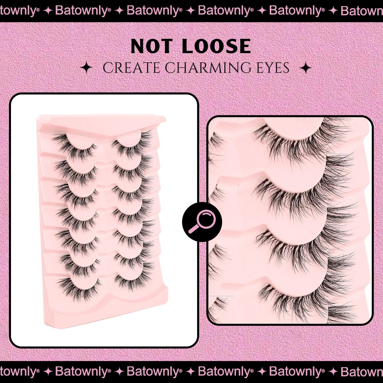 Voluminous  False Eyelashes, 7 Pairs, Transparent Handle, 5D Natural Messy, Fish Tail Crossed Lashes, Ideal for Daily Use, Dates, Parties