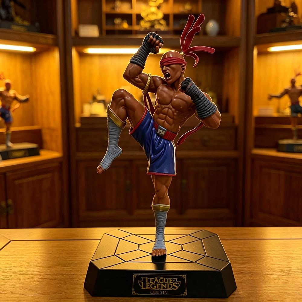 One Piece League of Legends Lee Sin Figure, Classic Dragon's Kick Pose with Box ，Lee Sin Collectible Statue, Muay Thai Themed Detailed Figure for Fans，LOL Lee Sin Figure, High-Restoration Champion Statue for Desk Display