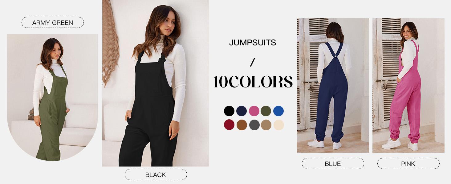 Goranbon Women's Fleece Warm Overalls Winter Loose Casual Jumpsuits with Pockets