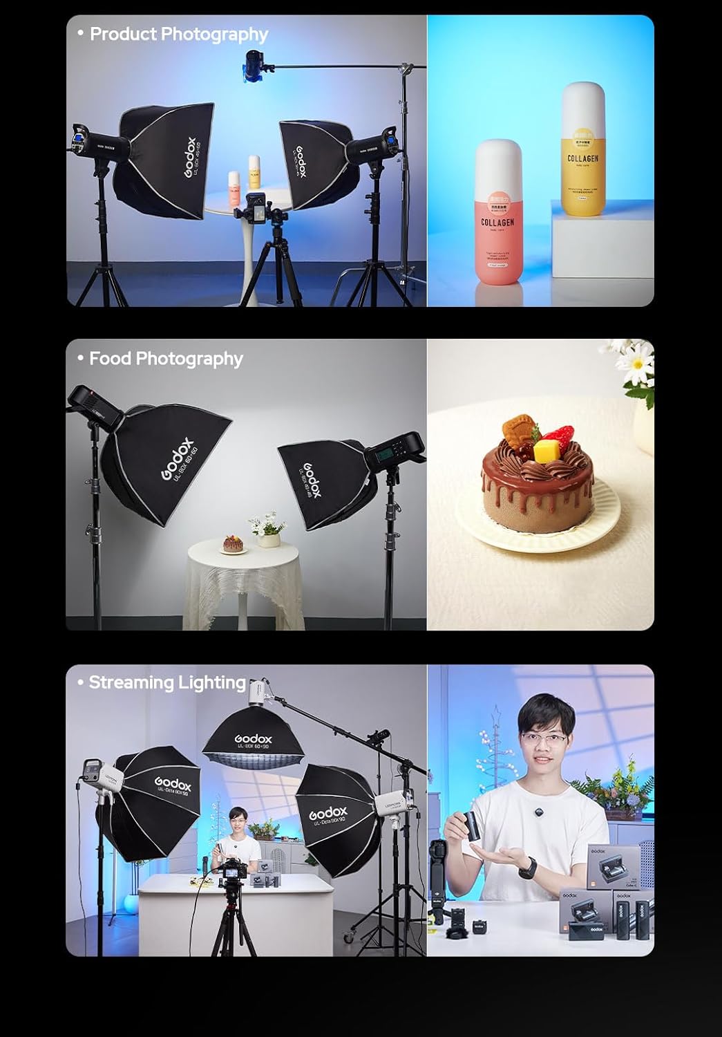 Godox Softbox Godox Quick Release Umbrella Softbox,Bowens Mount with Removable Front and Inner Diffusers/Grip/Diffuser Plate for Photography, Live Streaming,Location Portrait