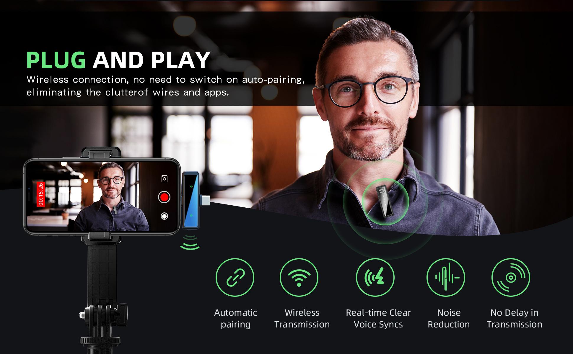 mini Wireless Lavalier Microphone for iPhone iPad Android PC, with Charging Case 7H Clip on Lapel Microphone Wireless for Video Recording Vlogging, YouTube, Interview mini Wireless Lavalier Microphone for iPhone iPad Android PC, with Charging Case 7H Clip on Lapel Microphone Wireless for Video Recording Vlogging, YouTube, Interview