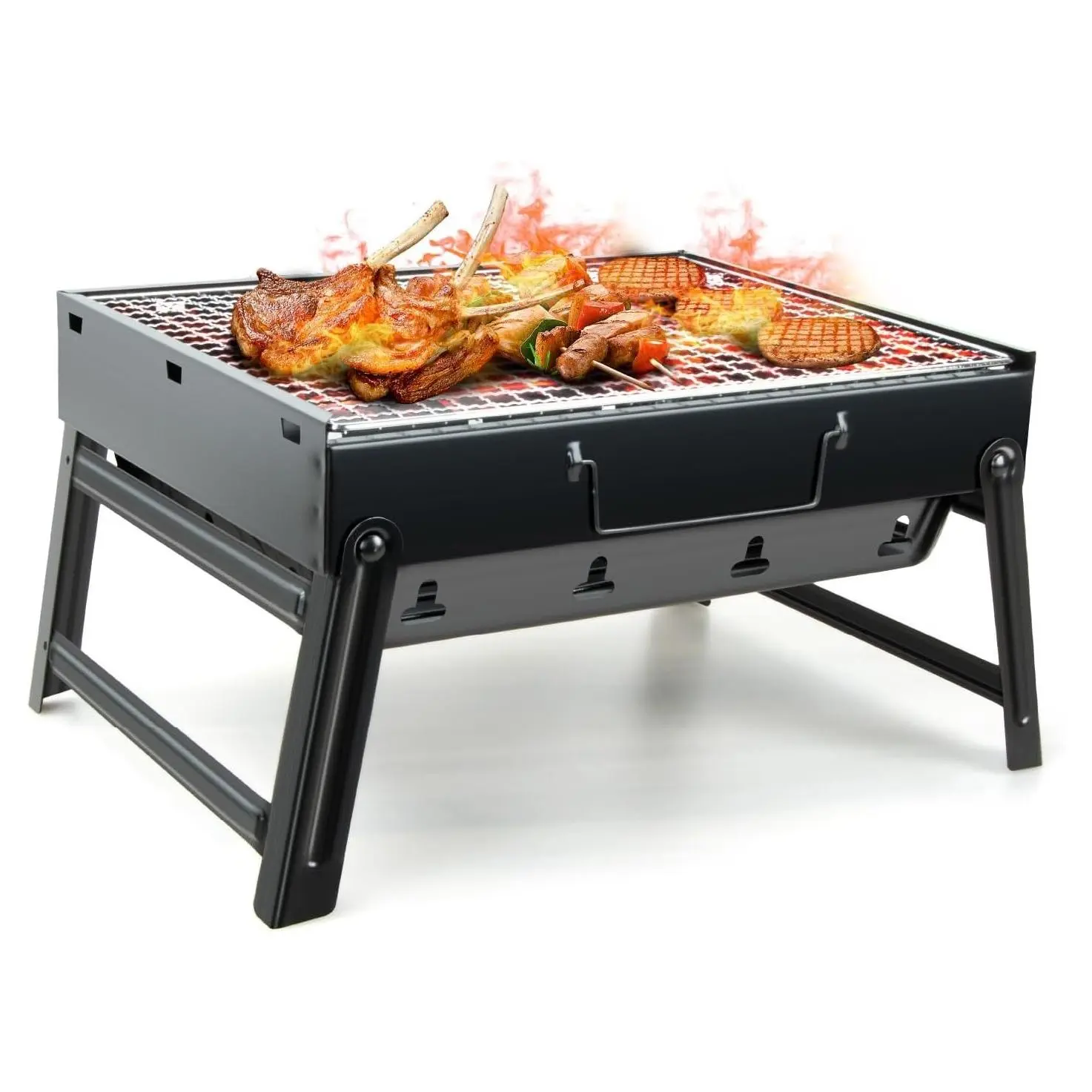 Portable Folding Stainless Steel Charcoal BBQ Grill for Outdoor Picnic Garden Terrace Camping TravelGift