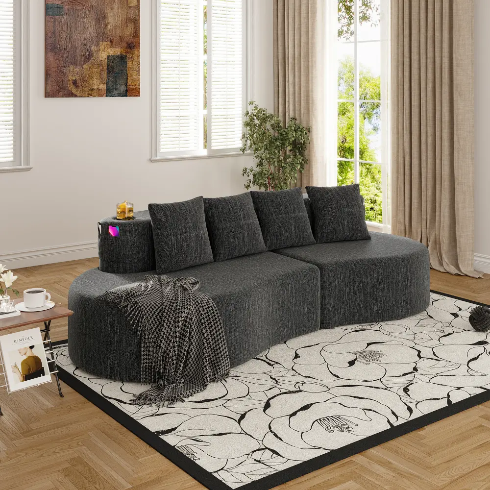 Dark Gray + Chenille + 3 Seat + Mem
