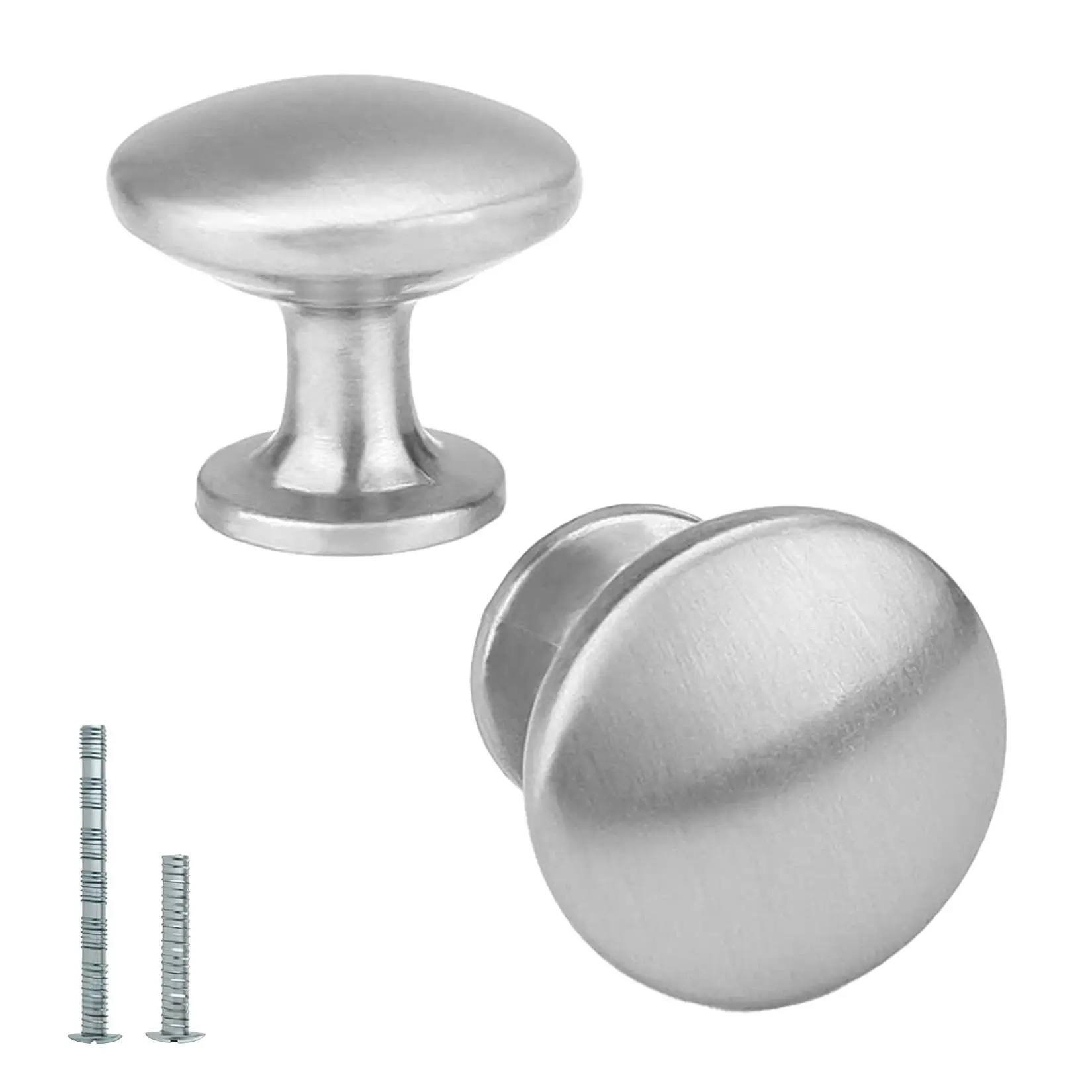 30PC Modern Brushed Nickel Cabinet Knobs - Sturdy Zinc Alloy, Round Mushroom Pulls