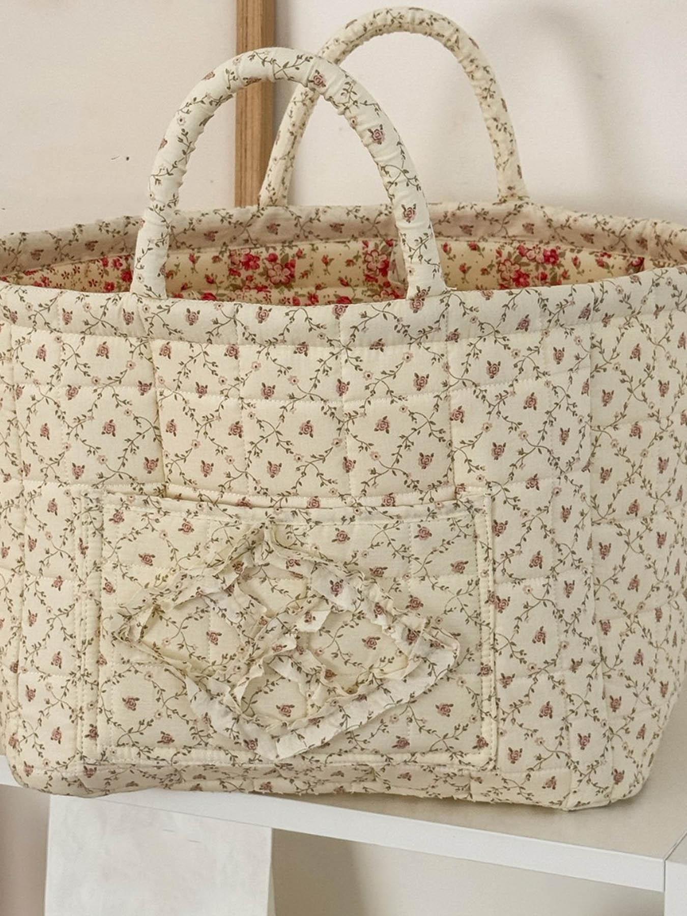 Elegant Home Storage Bag OrganizerMultipurpose Foldable Basket for Clutter Organization,Perfect for Living Room & Bedroom Use, Carrying Caddy, Portable Storage Basket