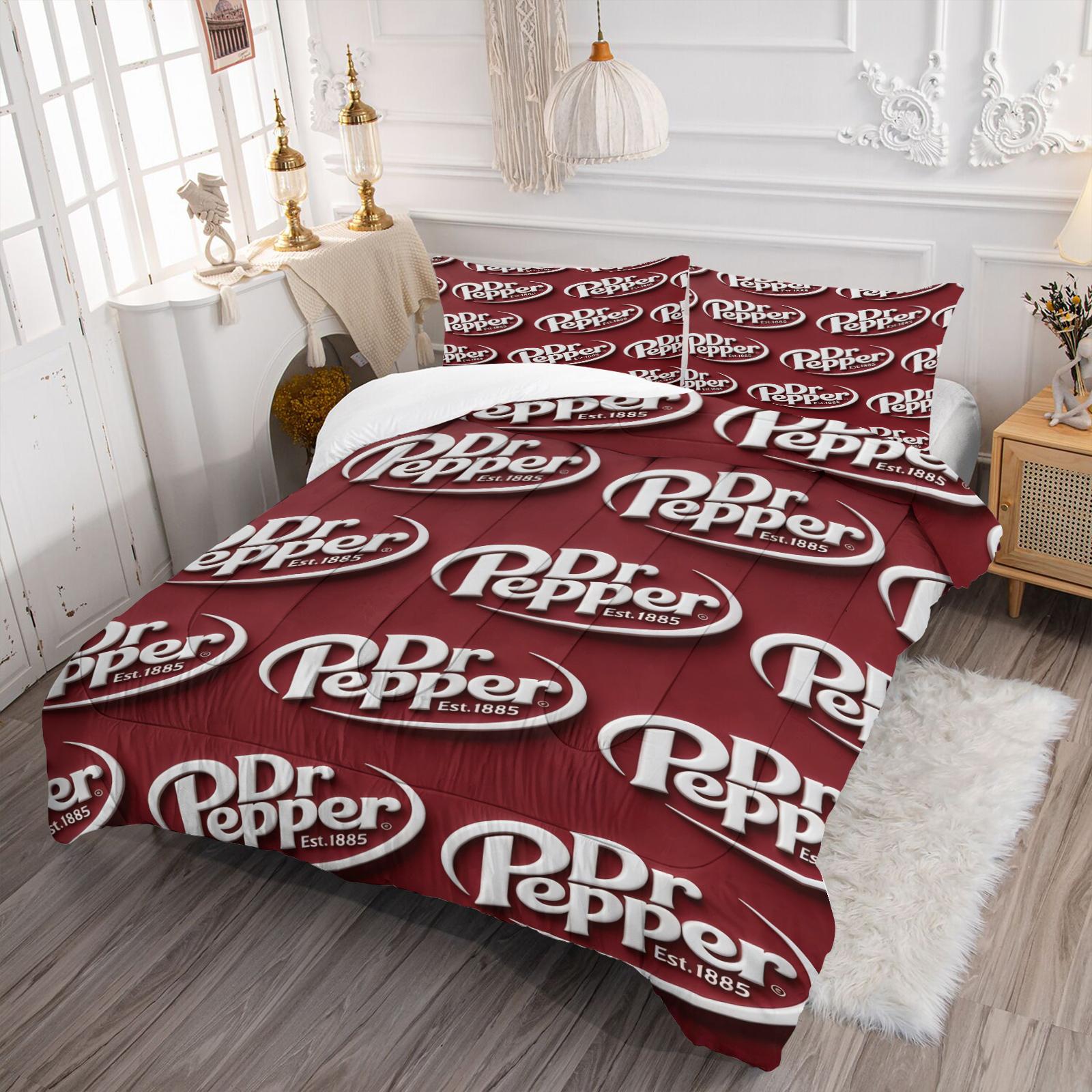 Dr.pepper Creative Design Quilt Set, Digital Print Bedding, Perfect for Young Adults' Bedroom Decor, Includes 1 Quilt and 1-2 Pillowcases