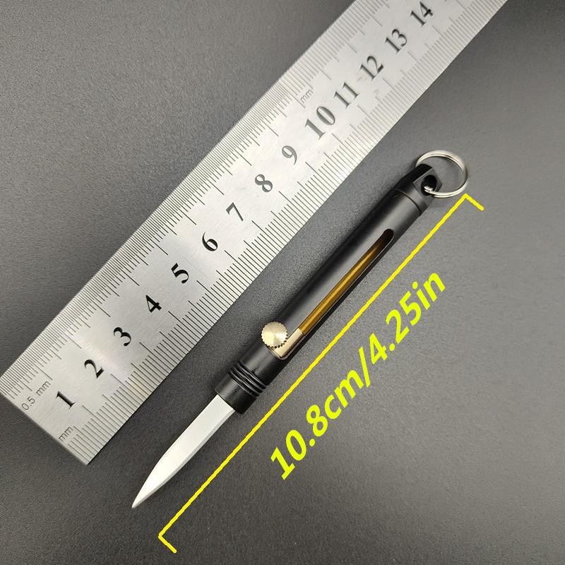 Mini Brass Push-Pull Knife Keychain, Sharp Camping Hiking Outdoor Fishing Tool, Daily Carry Pocket Knife, Durable & Portable Design, Outdoor Multifunctional Tools