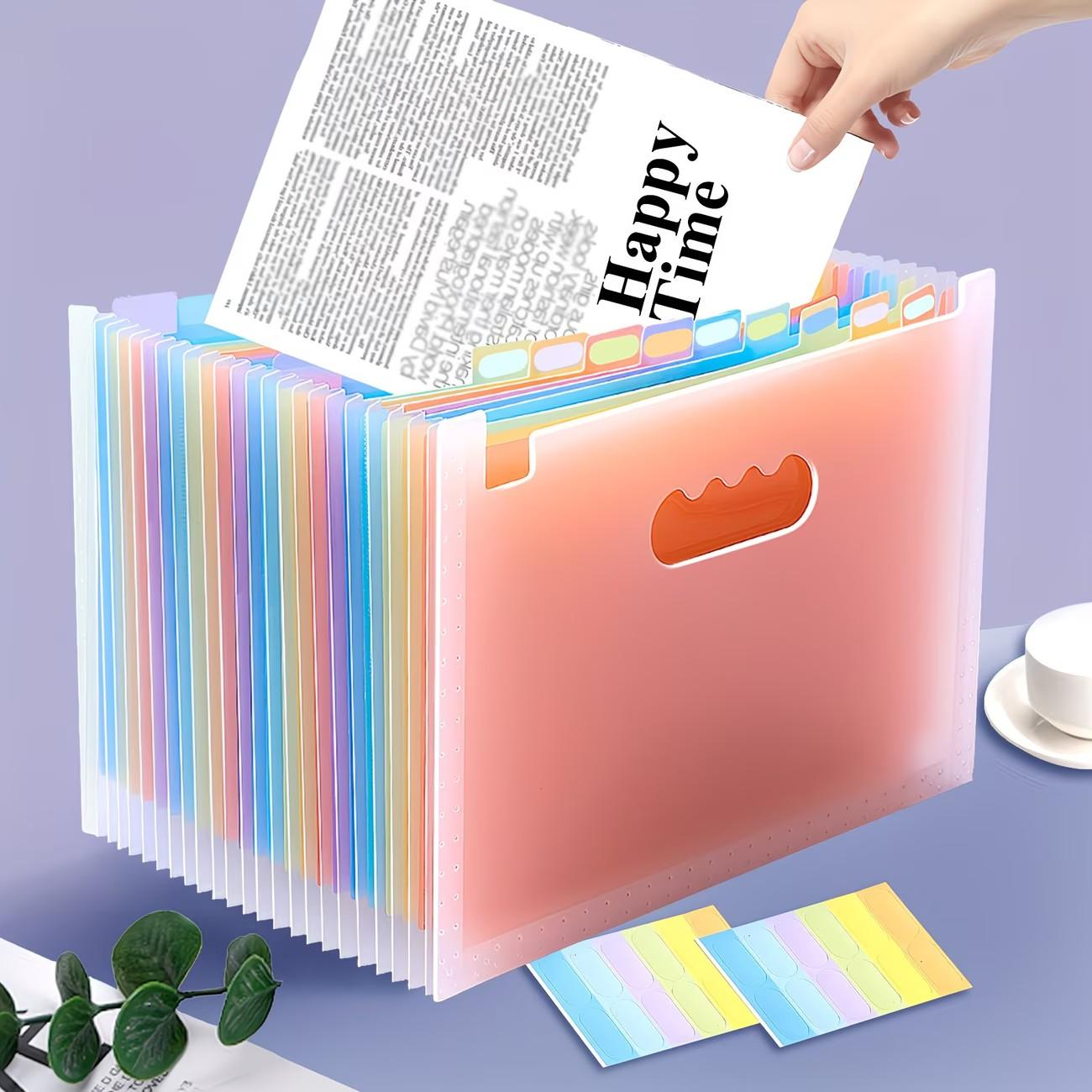 A4 Transparent Expandable Folder, 25 Layers Colorful Accordion Bag, Holds Up to 2000 Sheets, Ideal for Office Home School Document Storage