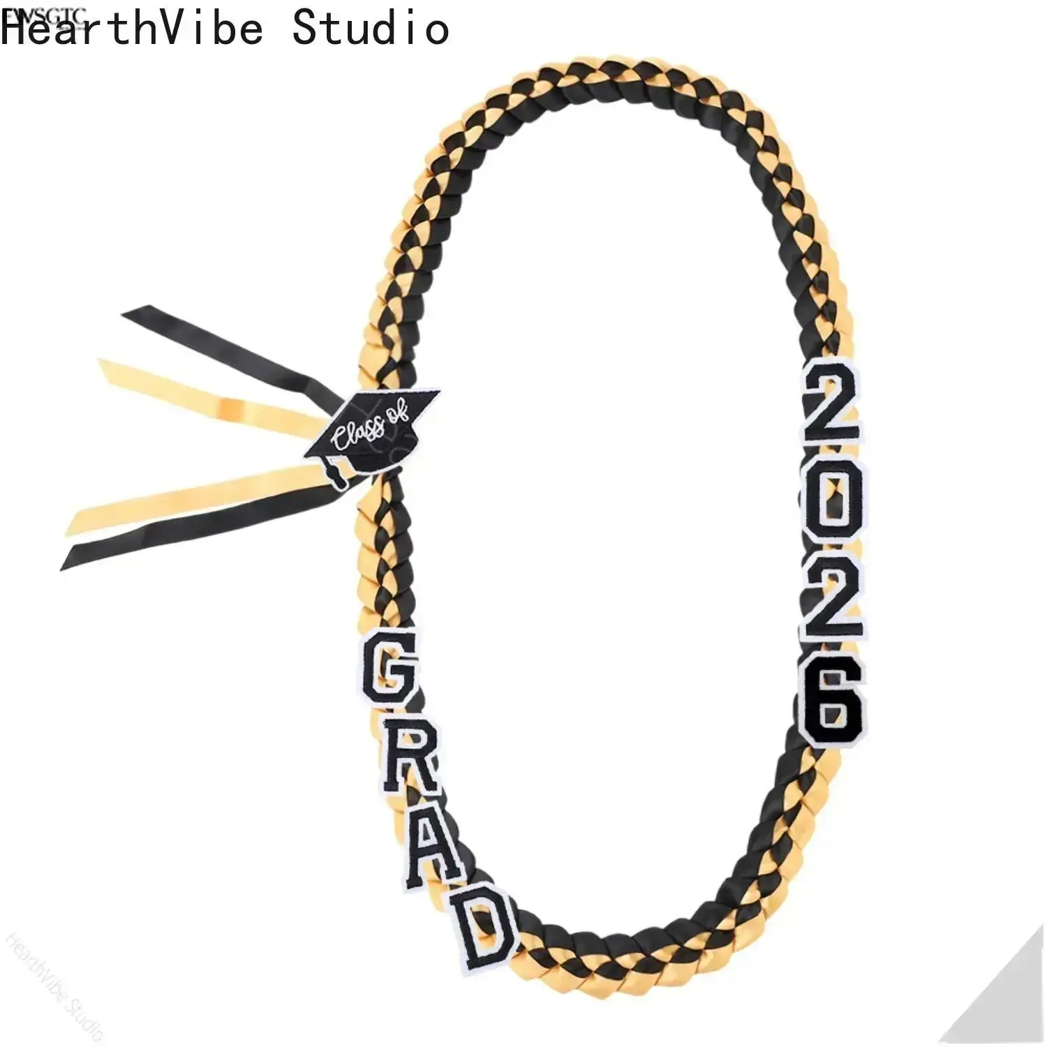 Handcrafted Braided Graduation Themed Lei With Letter Ornaments & Grad Cap Charms, Adjustable Money Storage Structure With Fixed Safety Pins, Stylish Wearable Accessory Perfect For Graduation Ceremonies, Celebration Parties And Warm Congratulatory Present