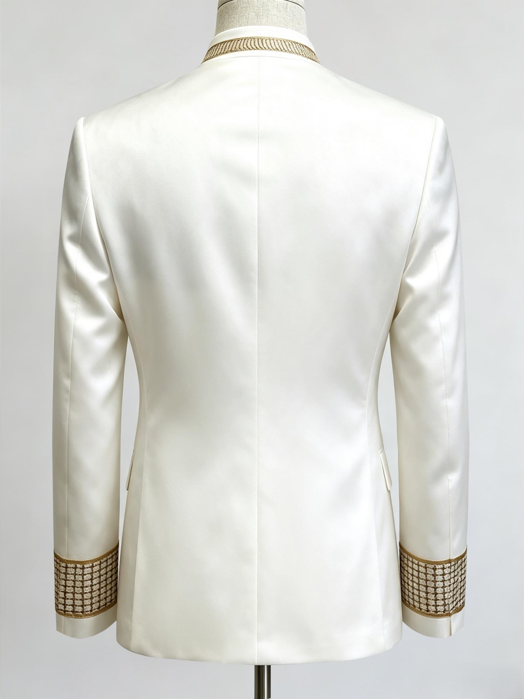 Ainwear Men Stand Collar Blazer Jacket, Asymmetric Button Design, Star Print, Slim Fit, Casual Style, Ideal for Weddings & Parties, Stylish Ainwear Men Stand Collar Blazer Jacket, Asymmetric Button Design, Star Print, Slim Fit, Casual Style, Ideal for Weddings & Parties, Stylish