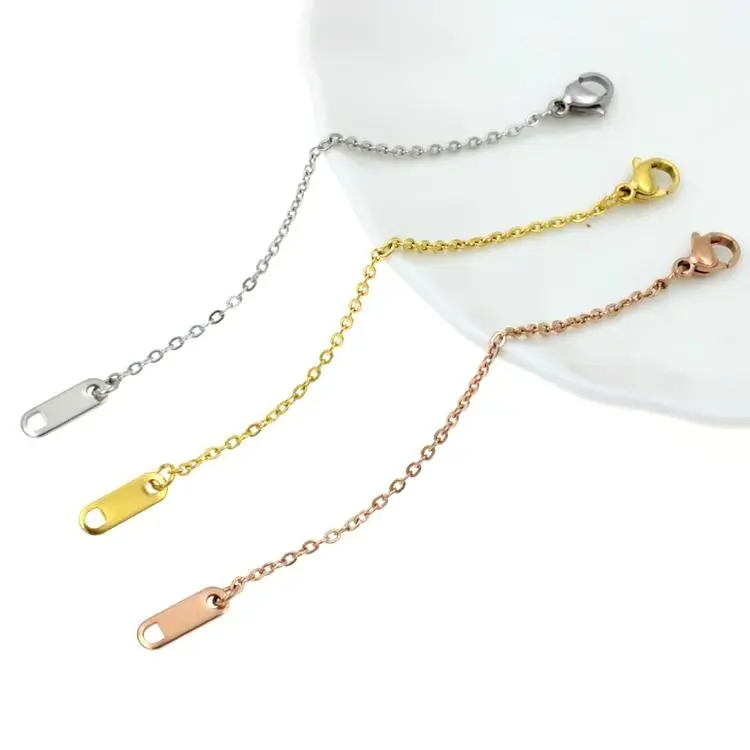 18k Gold Plated Necklace Extenders Delicate Necklace Extender Chain Set, Stainless Steel 2", 4", 6" Golden/Silvery/Rose Golden DIY Adjustable Chain for Necklaces Bracelet Anklet Extender