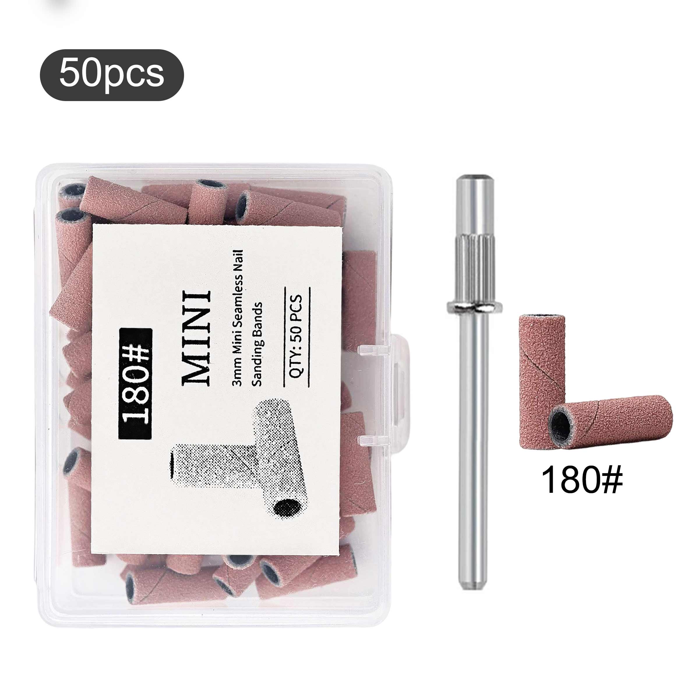 Nail Drill Bits Sanding Bands, 50/100pcs Coarse Fine 120/150/180/240 Grit, 3.1mm Mini Mandrel, Acrylic Nails Gel Manicures Pedicure