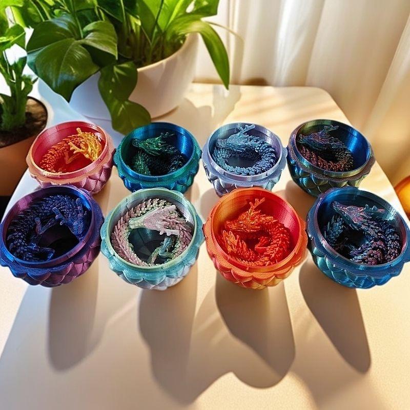 3D Printed Crystal Dragon and Egg Set, Jointed Dragon Figurine Creative Gift, Openable Dragon Egg Set Cute Pet Dragon Handmade Toy, Collectible Figurines, Collectible Room Decor