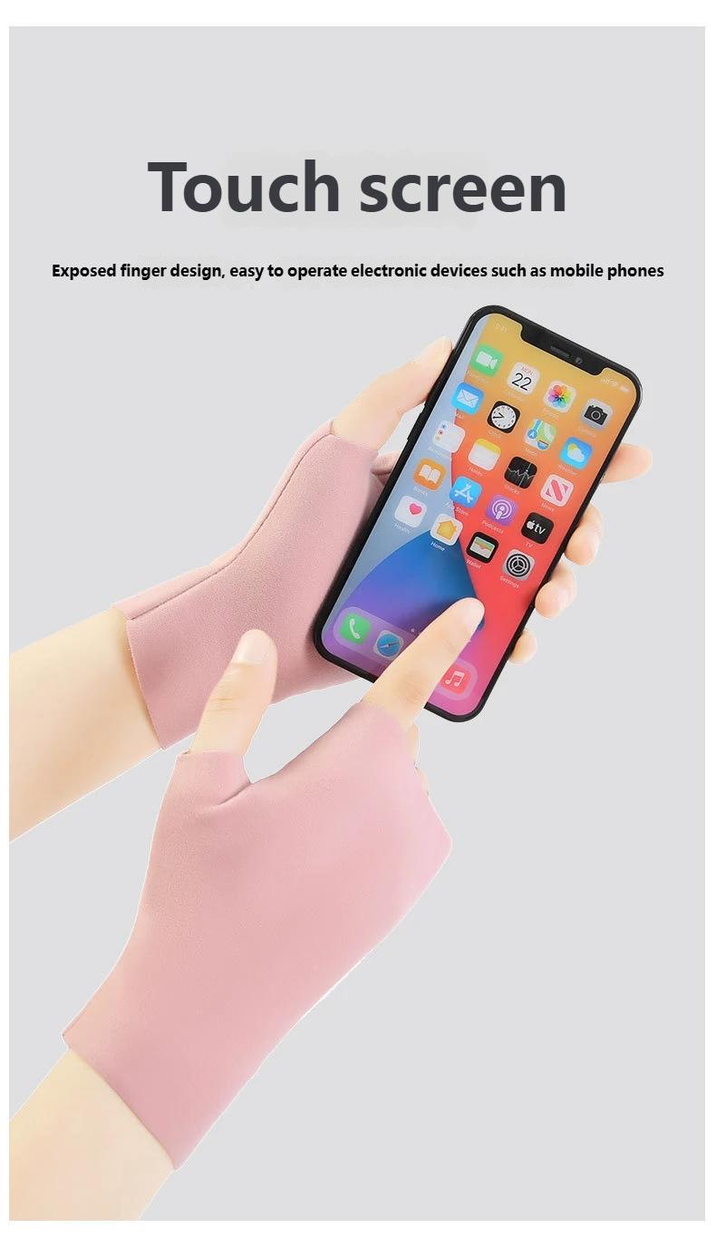 De Rong Half Palm Gloves, Fall Winter Thin Warm Gloves, Unisex Elastic Driving Typing Touch Screen, Student Learning Gloves