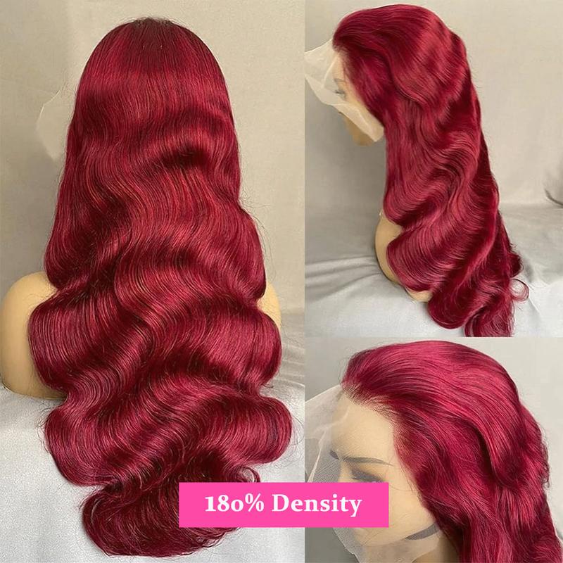 Bling Hair Burgundy 99j Red 13x6 13x4 Body Wave Transparent Hd Lace Front Wigs Human Hair 99j Burgundy Red Wig for Women with Baby Hair 180 Density TikTokShopHolidayHaul