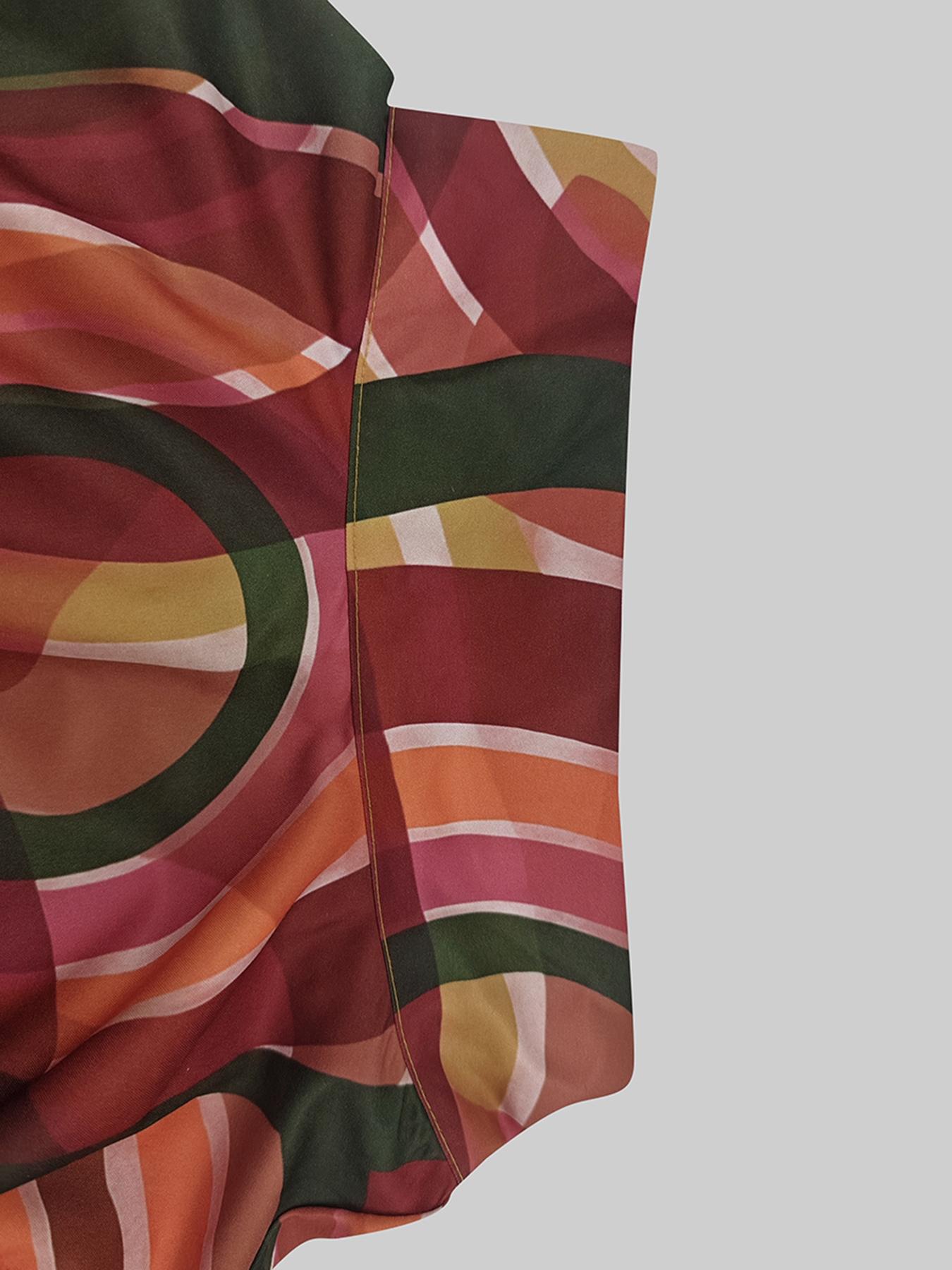 Women's Elegant A-Line Long Sleeve Colorblock High Neck Halter Statement Dress, Fitted Woven Fabric, All Seasons Fashion