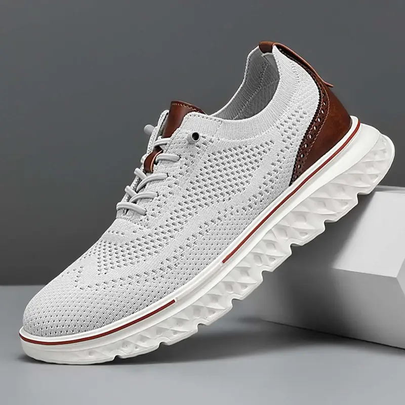 Men's Casual Sneakers Breathable Knit Lace-Up Shoes New Fashion Low Top Sneakers for Men, Sports Shoes All Seasons Sneakers #GLOBAL PICKS