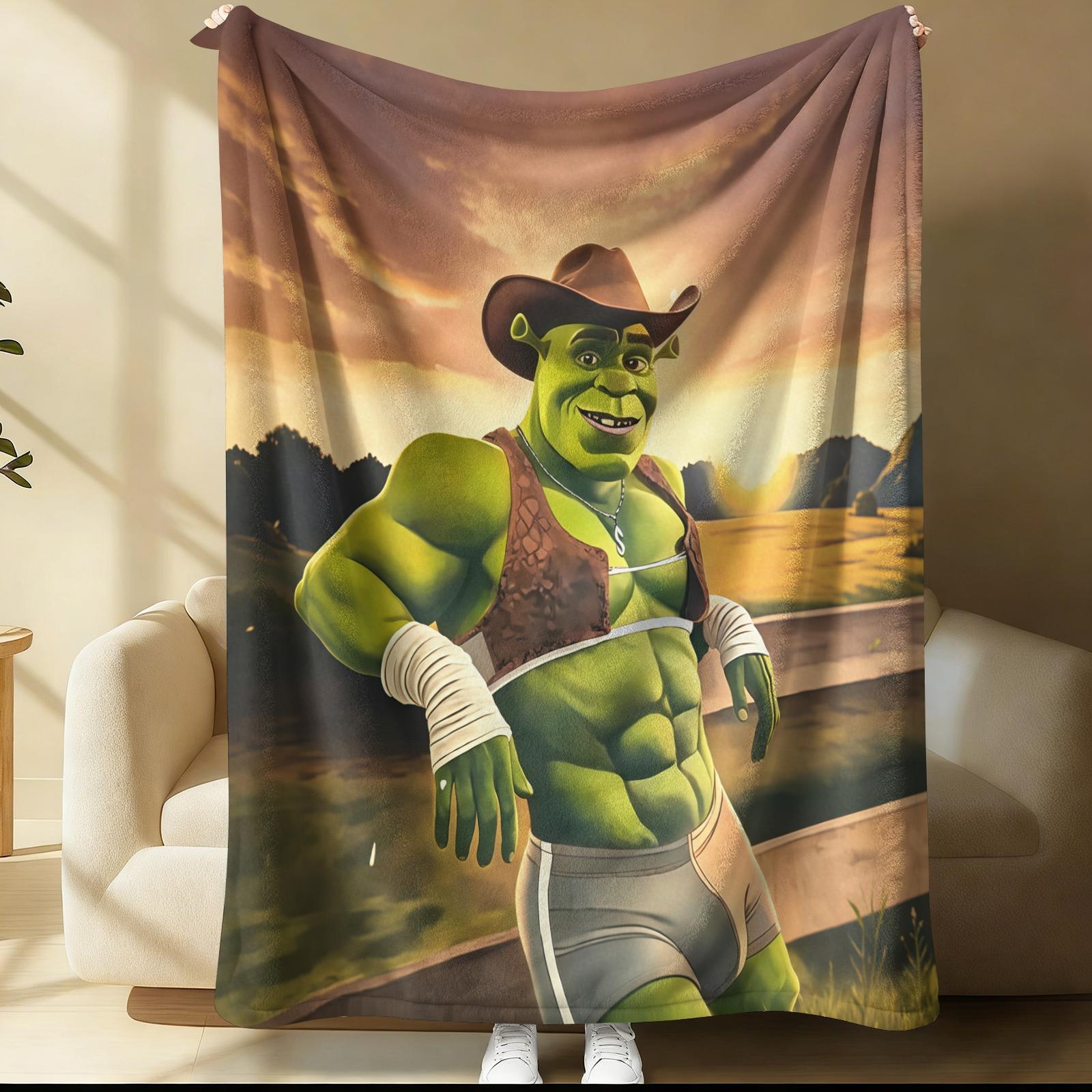 Shrek Pattern Blanket, Everyday Holiday Birthday Gift For Kids And Adults, 1 Soft, Warm And Lightweight Single Sided Printed Plush Blanket, Suitable For Bed, Sofa, Car, Room Decoration