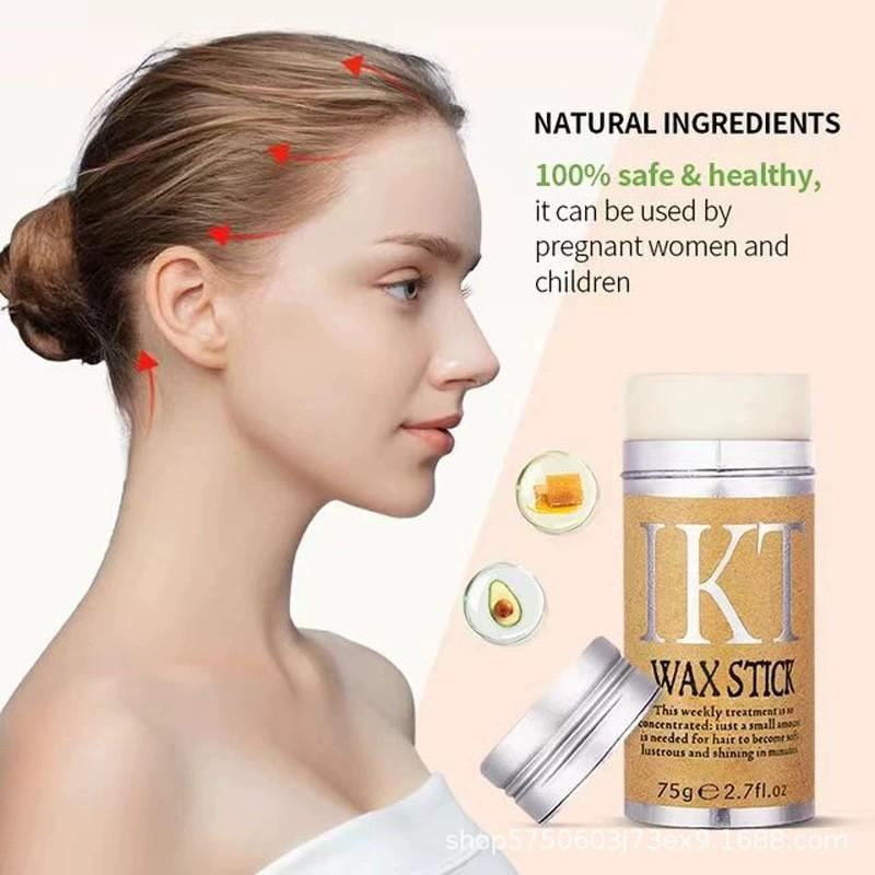 75g Ikt Hair Wax Stick + 5pcs Hair Brush Comb Set, Non-Greasy Styling Gel for All Hair Types, Edge Control Pomade for Baby Hair