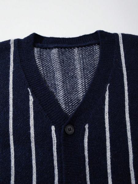 Men's Vintage Striped Jacquard Cardigan, Long Sleeve V Neck Button Front Sweater, Casual Loose Fit Knitwear for Spring Fall Winter
