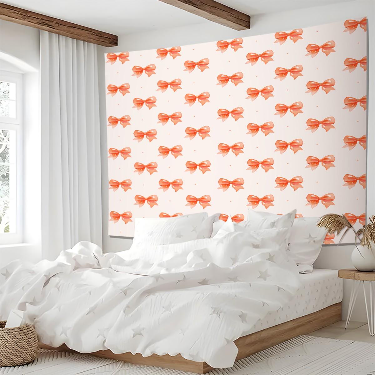 Bow Series Cute Romantic Sweet Decorative Tapestry, Gentle Healing Girlish Aesthetic, Photo & Party Backdrop, Housewarming Birthday Valentine's Day Christmas Gift