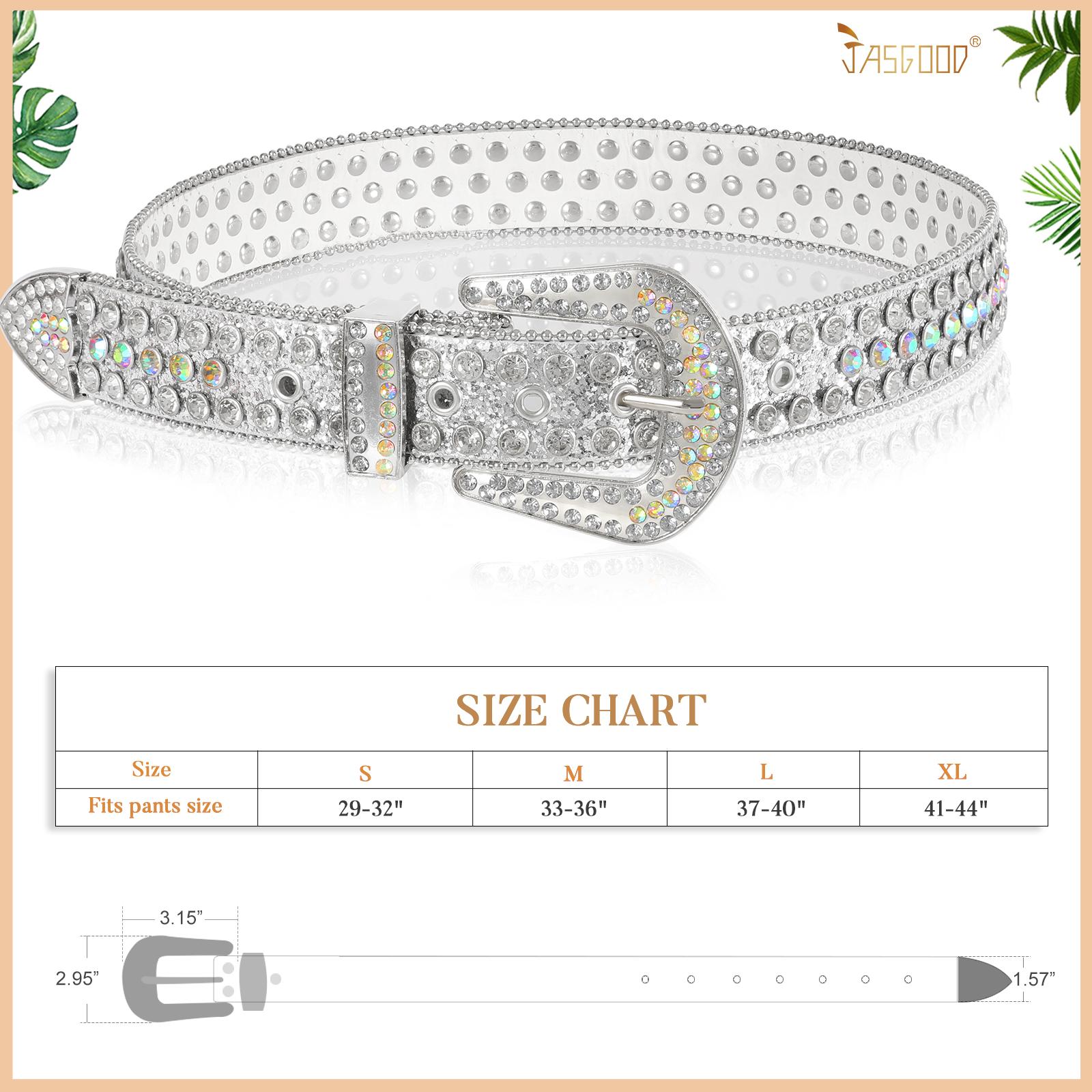 JASGOOD Women Men Rhinestones Belt,Bling Western Cowgirl Cowboy Studded Leather Belt Diamond Waist Belt for Jeans Pants dealsforyoudays