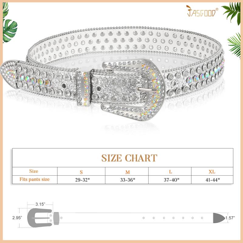JASGOOD Women Men Rhinestones Belt,Bling Western Cowgirl Cowboy Studded Leather Belt Diamond Waist Belt for Jeans Pants dealsforyoudays