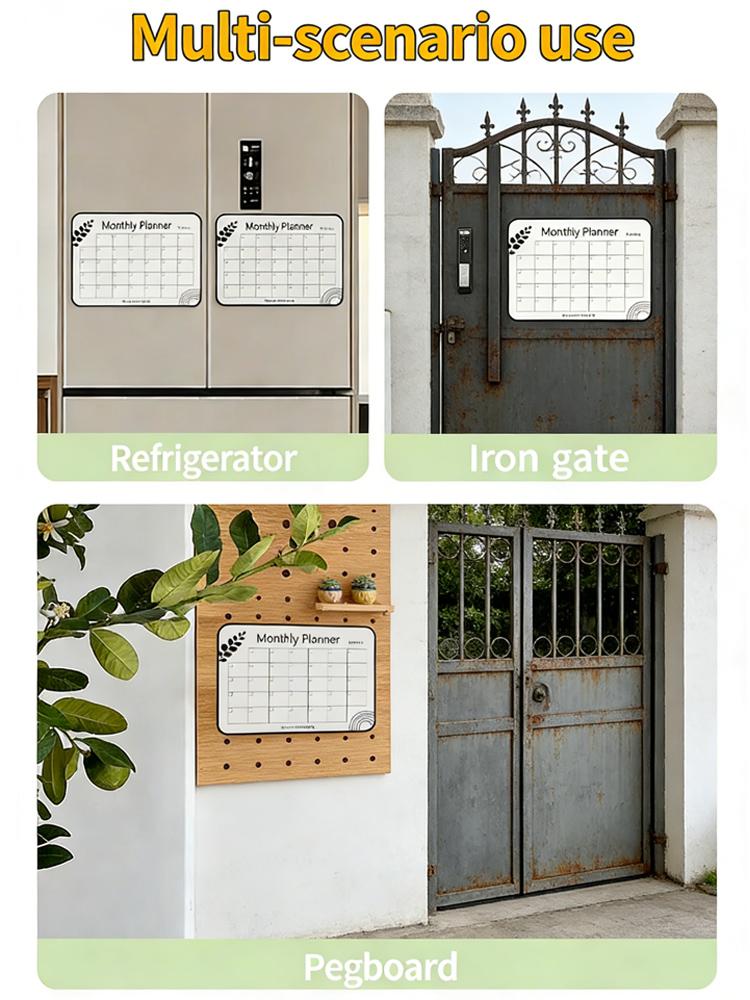 Magnetic Monthly Weekly Calendar Planner, Erasable Fridge Board, Magnetic Design, Size 29.7x21 Cm, Includes 1 Eraser Pen, Random Color