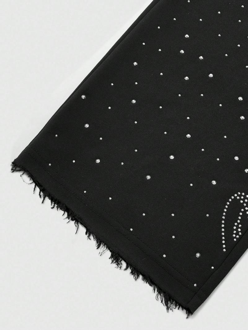 Unisex Rhinestone Starry Sky Sweatpants, Streetwear Fashion, Trendy Simple Design, Perfect for Hip Hop, Rap, Gym, Outdoor Activities, Athleisure Style Bottoms