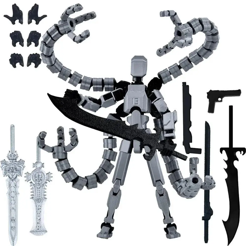 T13 Action Figure 3D Printed Multi-Jointed Movable Titan 13 Lucky Dummy Nova Robot Action Figure Desktop Assembly Completed Gift