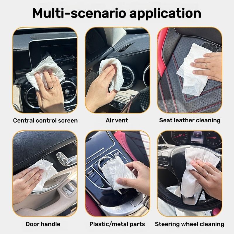 Car Wet Wipes, Car Interior Wipes for Seat, Dashboard, Door Decor, Sofa, Bag, Moisturizing Care Cloth, Leather Care, 90 Wipes, Automotive Accessories