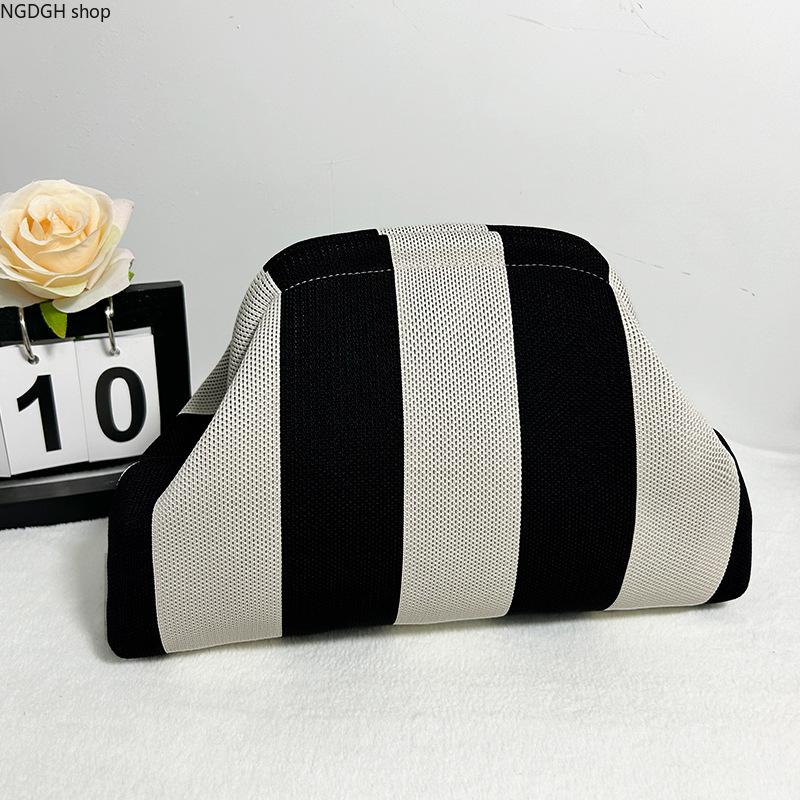 Striped Makeup Bag - Wide Striped Clutch Pouch for Women, Large Cosmetic Organizer, Trendy Y2K Everyday Travel & Party Fashion Accessory,travel essentials,camping essentials