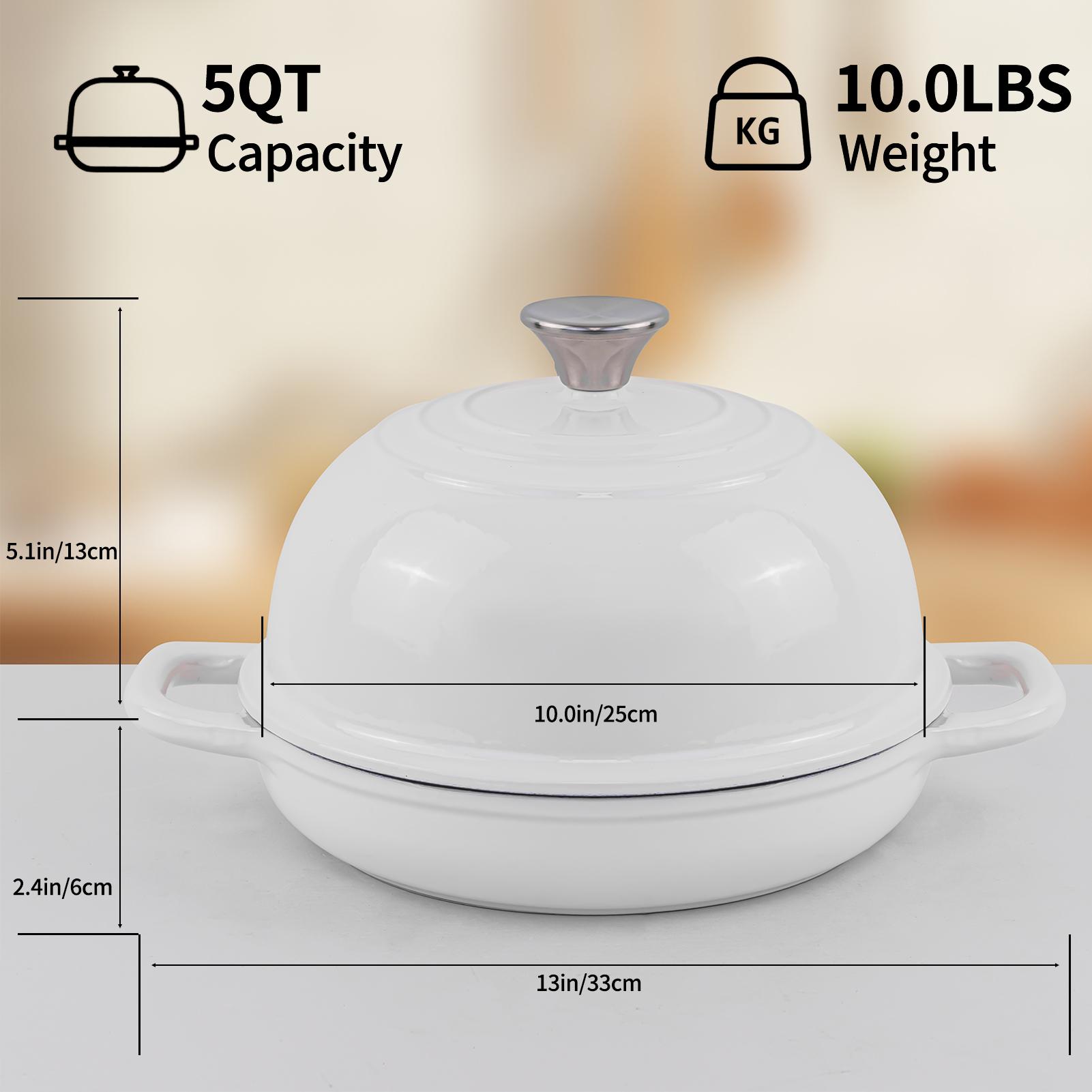 High quality enamel cast iron Dutch pot with lid enamel pot, non stick pot, bread oven set for baking sour bread, suitable for frying, baking, stir frying, stewing, etc., essential for homemade bread, ideal perfect gift, 5 quarts