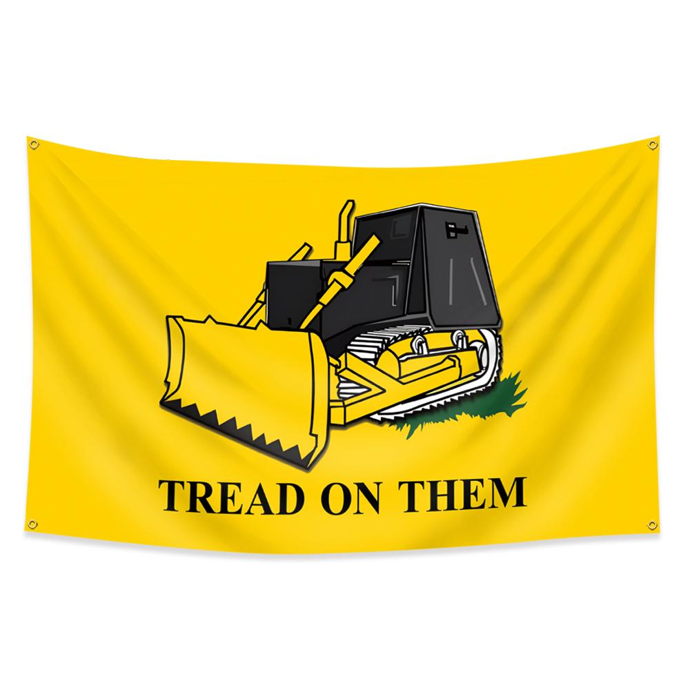 Tread on Them Killdozer Flag Banner 3x5 Ft, Vibrant Print, Indoor Bedroom Dorm Man Cave Decor, Outdoor Wall Hanging Decoration